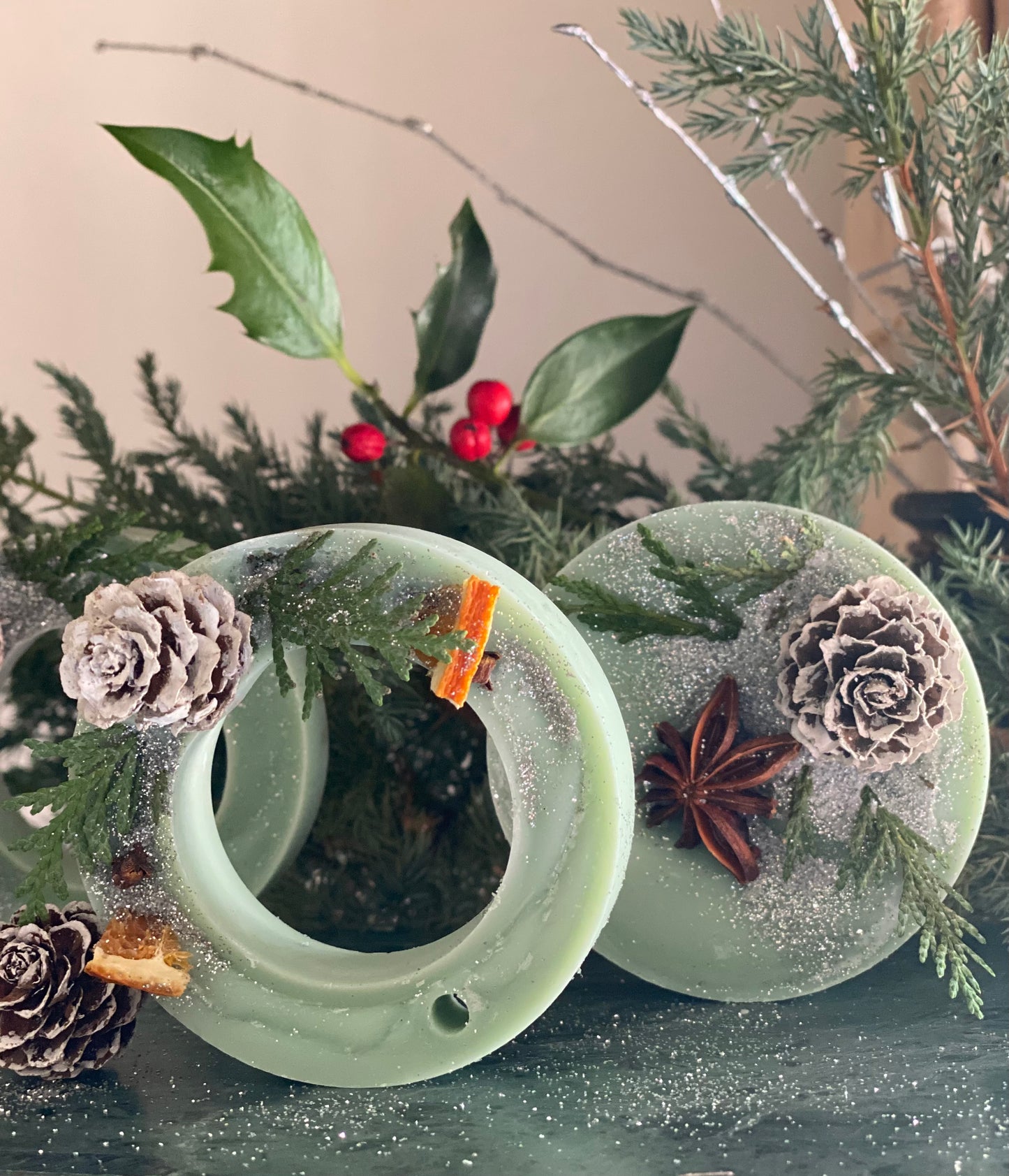 Windsoria The Chandlery highly fragranced long lasting Christmas hanging wax melt tablet handcrafted in Royal Windsor Berkshire England unique luxury festive home fragrance decoration natural vegan eco friendly premium British made Christmas gift for her him family friends stocking filler secret santa unique Christmas decoration aromatherapy hanging wax tablet Windsor souvenir festive home decor Royal Windsor gifts made in England luxury Christmas home fragrance Windsor Berkshire highly scented hanging wax