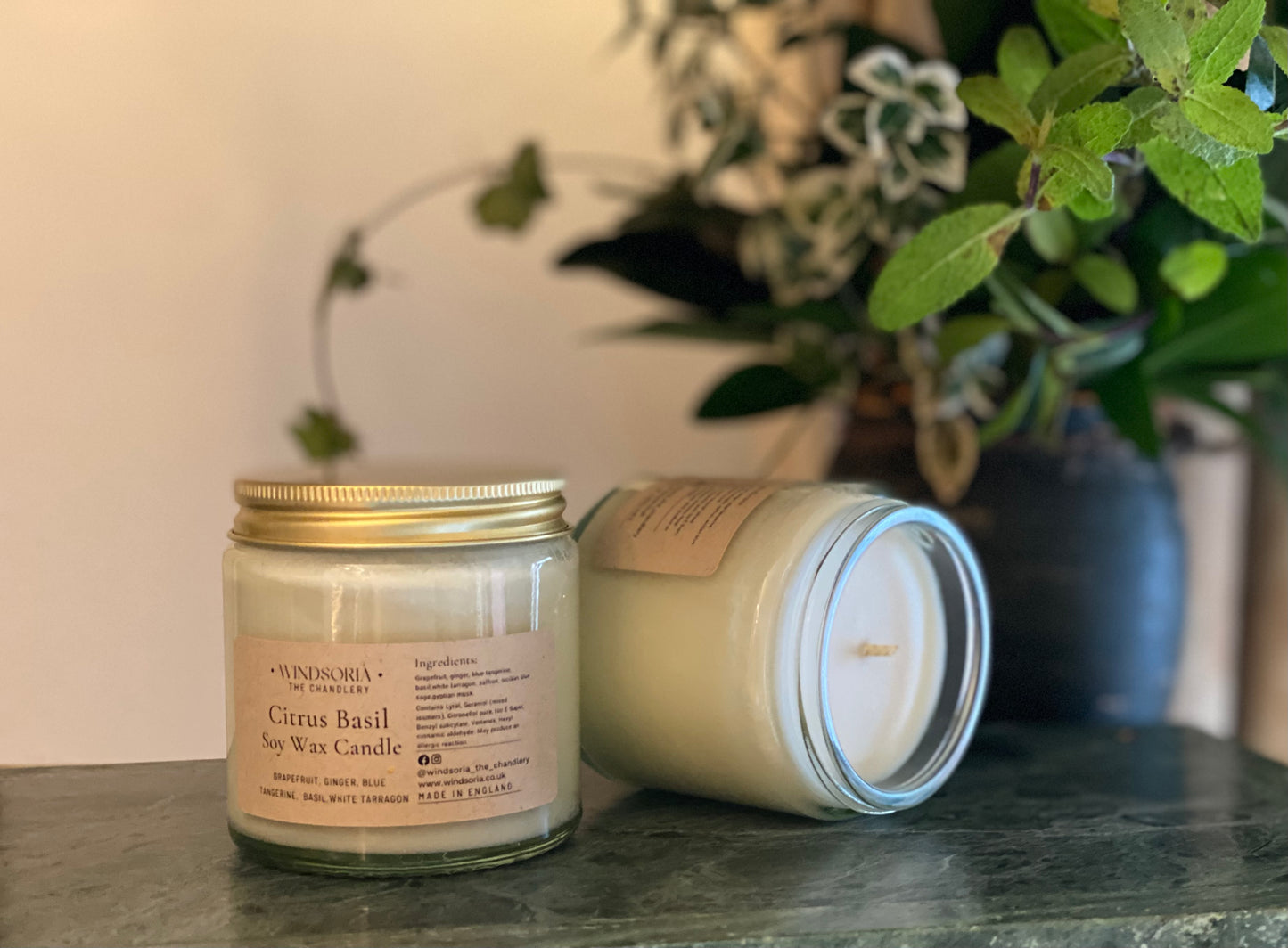 Citrus Basil Soy wax Candle _ Clear Jar