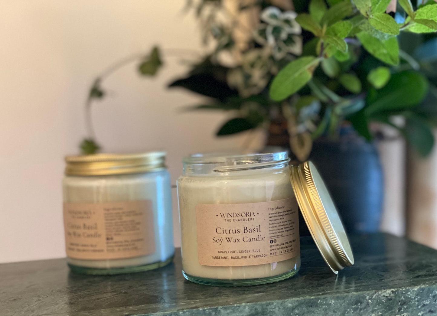 Citrus Basil Soy wax Candle _ Clear Jar