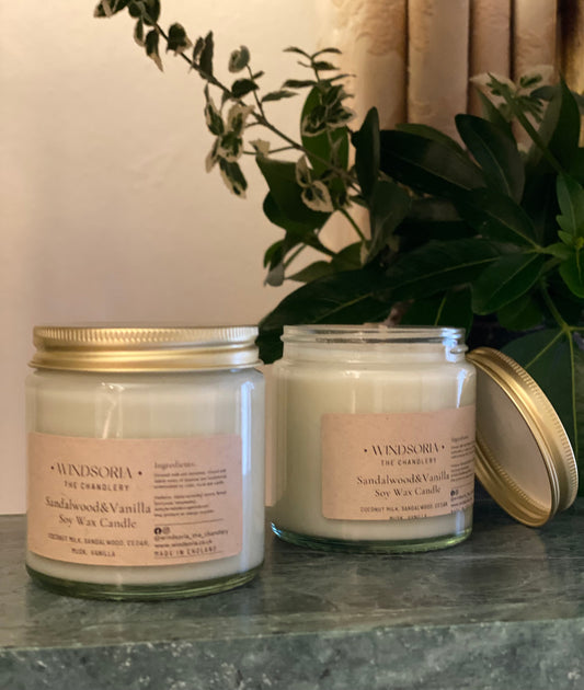 Sandalwood & Vanilla Soy Wax  Candle