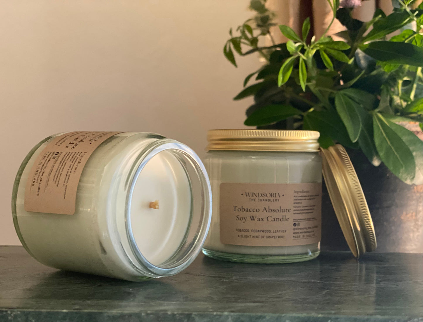 Tobacco Absolute Soy Wax Candle _ Clear Jar