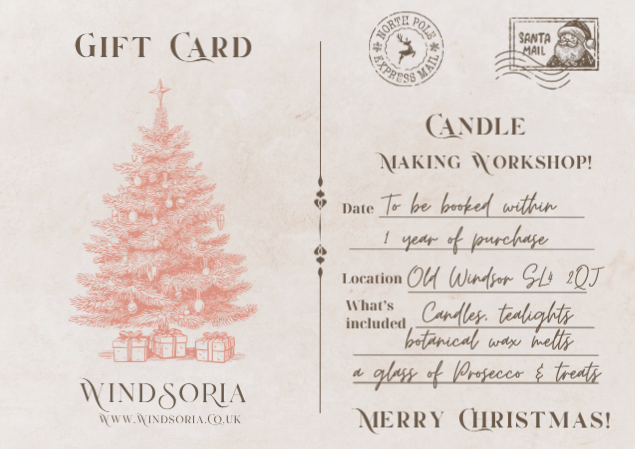 Christmas gift card, Xmas gift card, Christmas holiday gift card UK, Christmas presents, Christmas gift ideas, Christmas stocking fillers, personalised Christmas gifts, festive gifts christmas, Christmas candle making workshop, Christmas candle making workshops, Christmas candle making class Berkshire, festive craft workshops, Christmas activities for all family, Christmas workshops UK, Christmas workshops Berkshire, handmade Christmas gifts, creative Christmas ideas, Christmas events Windsor