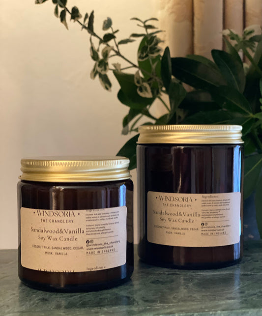 Sandalwood & Vanilla Soy Wax  Candle