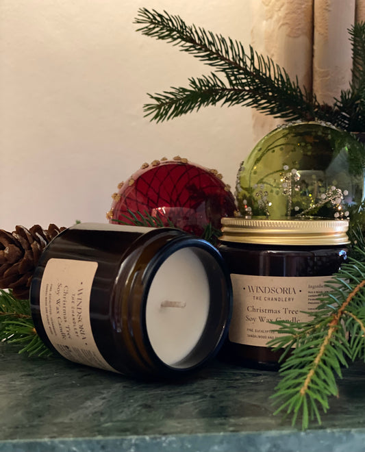 Christmas Tree Soy Wax Candle _ Amber Jar