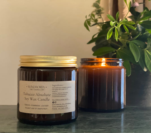 Tobacco Absolute  Soy Wax Candle _ Amber Jar