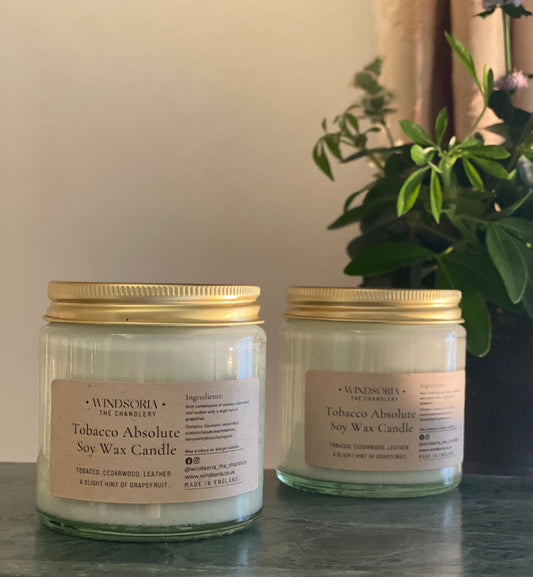 Tobacco Absolute Soy Wax  Candle _ Clear Jar